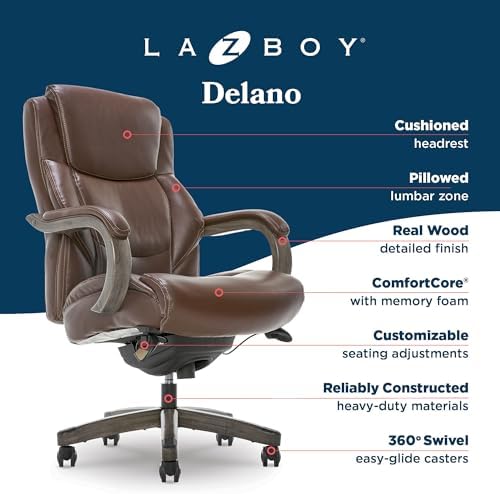 La-Z-Boy Big and Tall Executive Office Chair Lumbar Support, Leather Chair - Image 4