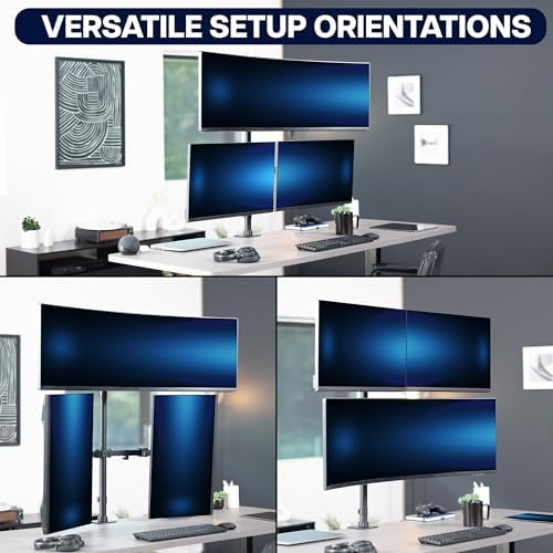 VIVO Triple Monitor Extra Tall Desk Mount for up to 49 inch Ultrawides on Center Bracket and 27 inch Screens on Side Brackets, Holds up to 44 lbs, Black, STAND-V103T - Image 6