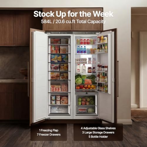 Ca'Lefort 44-Inch Panel Ready Refrigerator & Freezer Combo, 2 Units - Image 5