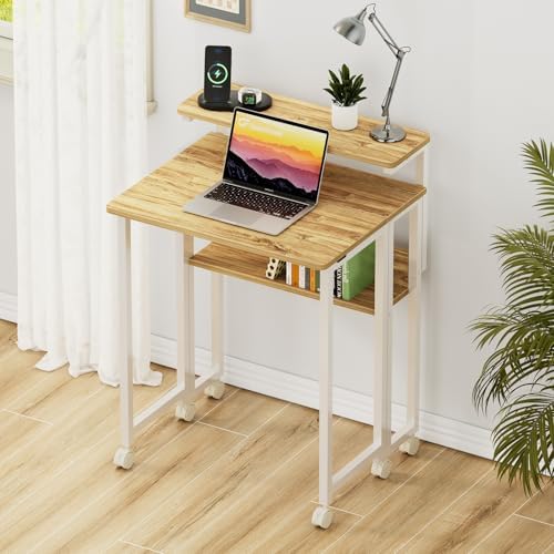 GreenForest Folding Desk with Adjustable Monitor Stand, 24.8 in Small Desk - Image 2