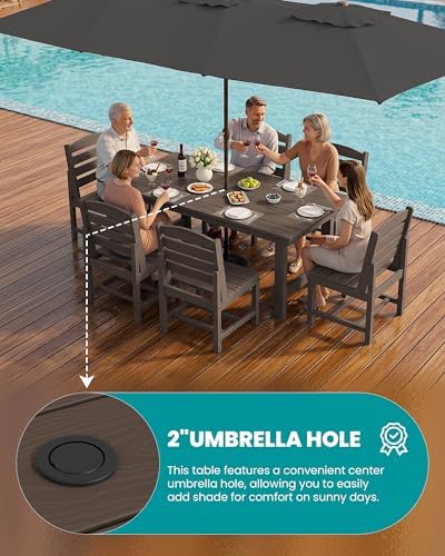 SERWALL Armless Outdoor Dining Set, Patio Dining Set for 6, Coffee - Image 4