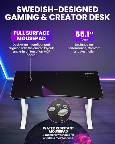 Arozzi Arena Medium Gaming Desk White - Image 3
