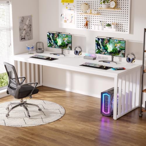 Tribesigns 78.74" Extra Long Computer Desk 2 Person Desk, Double Long Table with Heavy Duty Metal Frame, Double Workstation Study Table for Home Office (Without Chair) (White) - Image 3