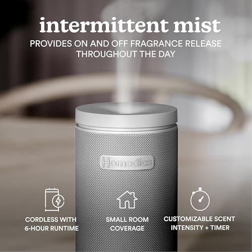 Homedics SereneScent Mini Fabric Rechargeable Waterless Diffuser, Gray - Image 2