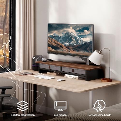 Fenge 35 Inch Monitor Stand with Drawer Storage, Computer Riser for Desk - Image 2