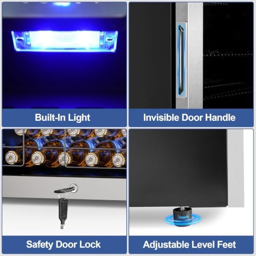20" Beverage Refrigerator Cooler, 3.4 Cu. Ft. Drink Fridge with Glass Door - Image 4
