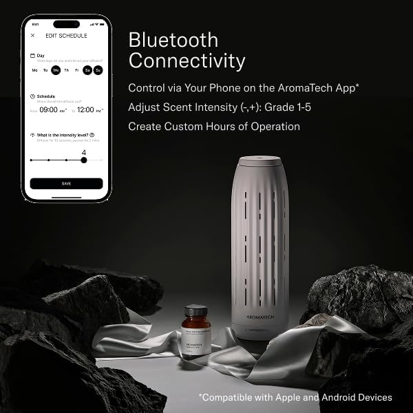 AromaTech Ambience Scent Diffuser – Waterless Cold-Air Diffuser for Essential Oils, Bluetooth App Control, Up to 1000 Sq Ft, Home, Hotel & Spa – Charcoal - Image 2