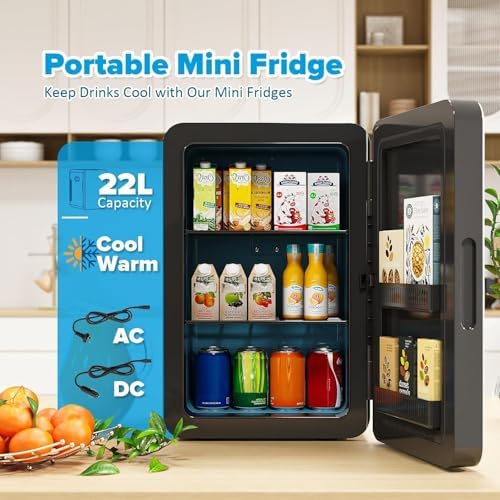Kikihouse 22L/30Cans Mini Fridge for Bedroom, Portable Cooler & Warmer - Image 2