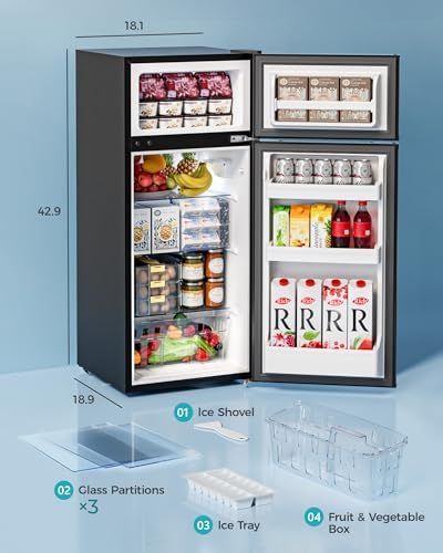 EUHOMY 4.5 Cu.Ft Mini Fridge with Freezer, 2 Door Mini Refrigerator, Silver - Image 6