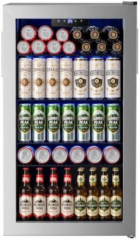 Feelfunn 126 Can Beverage Refrigerator, Glass Door Mini Fridge, 3.2 Cu.Ft by Feelfunn