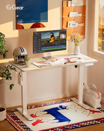 ErGear Height Adjustable Electric Standing Desk, 32 x 19 Inches Sit Stand up Desk, Memory Computer Home Office Desk, Natural - Image 2