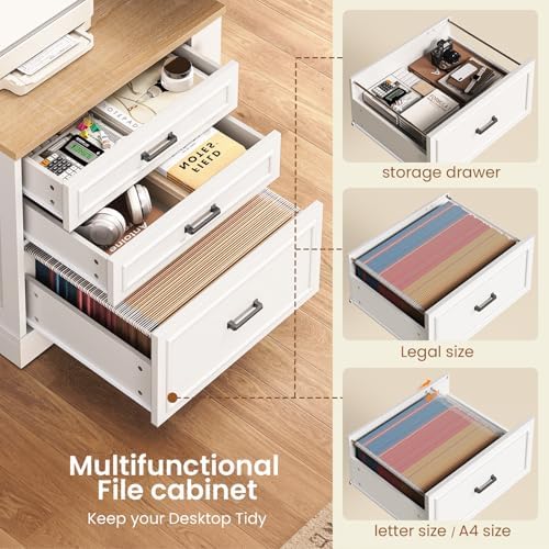 SEDETA Farmhouse L Shaped Electric Standing Desk, 70.9" x 39.4" Height Adjustable Office Executive Desk with 3 Drawers, Standing Computer Desks with Power Outlet for Home Office, Oak - Image 5