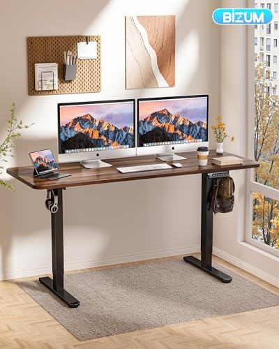 BIZUM Electric Standing Desk 63 x 24 Inch Computer Desk-Gaming Desk Dark Walnut Home Office Desks Height Adjustable Memory Stand Up Computer Workstation - Image 2