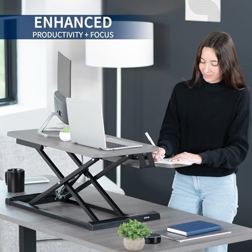 VIVO Dark Gray 32 inch Standing Desk Converter, DESK-V000KG - Image 4