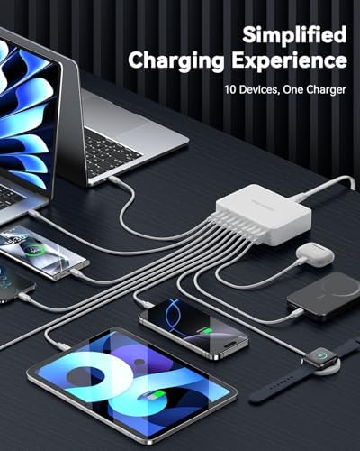 Rocoren 480W GaN 10‑Port Charging Station,PD 100W Fast Charger Block Hub - Image 4