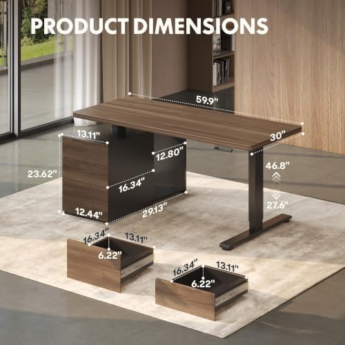 FLEXISPOT 60" Executive Standing Desk with Drawers & CPU Cabinet - Image 2