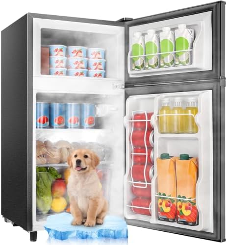 WANAI 3.5 Cu.Ft Grey Mini Fridge With Freezer Compact Refrigerator for Dorm by WANAI%C2%AE