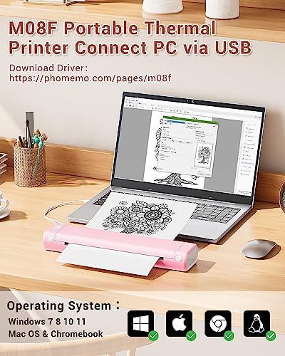 Phomemo Portable Printers Wireless for Travel, M08F Thermal Bluetooth Printer Support for 8.5"x11" US Letter, Small Inkless Printer Compatible with iOS, Android, Laptop for Car, Office, Home - Image 3