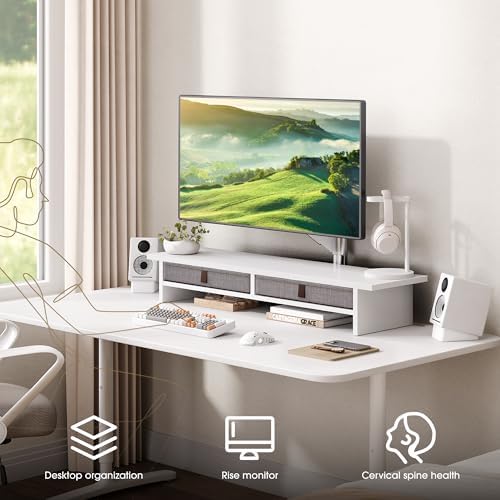 Fenge 35 Inch Monitor Stand with Drawer Storage, Computer Riser for Desk - Image 2