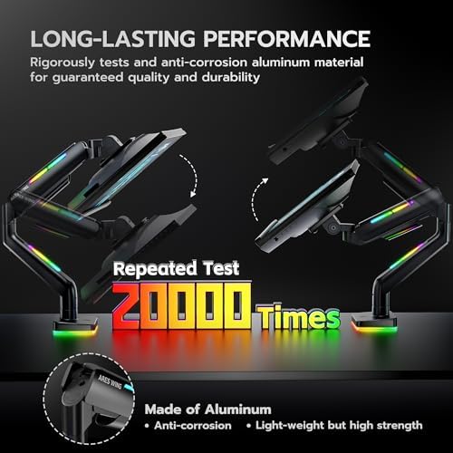 ARES WING Ultrawide Monitor arm with RGB for 17-49 Inch Screen, Black - Image 4