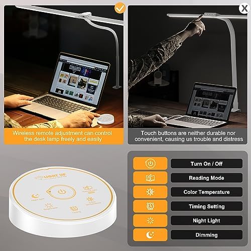 Pzloz Led Desk Lamp for Office Home - Eye Caring Architect lamp with Clamp,Dual Screen Computer Monitor Work Smart Light: 24W 5 Color Flexible Adjustable Lighting Table Lamp for Study White - Image 6