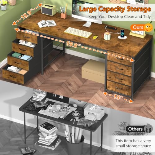 60 Inch Computer Desk with 8 Drawers for Home Office, Bedroom, Living Room - Image 5