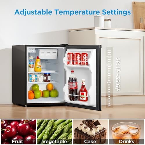 Midea WHS-87LB1 Mini Fridge, 2.4 Cu.ft Compact Fridge with 6 Level Adjustable Thermostat, Reversible Door, Low Noise for Dorm, Office, Bedroom Black - Image 3