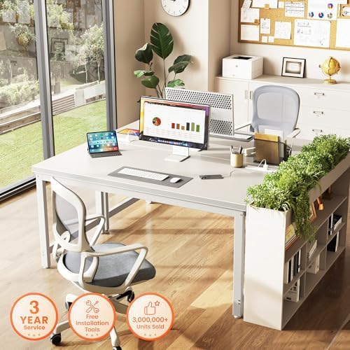 Huuger 55 x 24 inch Desk with Power Outlets & 0.95 Inch Thicker Desktop - Image 3