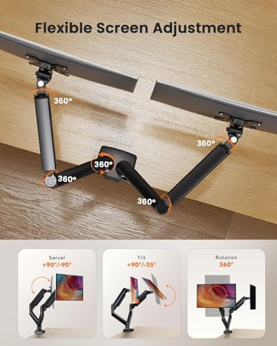 ErGear Dual Monitor Stand up to 33 inches Screen, Load-Bearing Max 22 lbs Each Arm, Adjustable Dual Monitor Mount, Sturdy Steel vesa Monitor Mount with Stable VESA 75x75 100x100mm - Image 4
