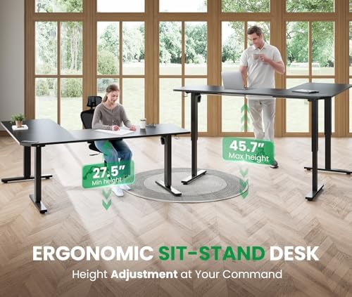 SIAGO 63x55 Inch L-Shaped Standing Desk with Charging Station Corner Desk - Image 6
