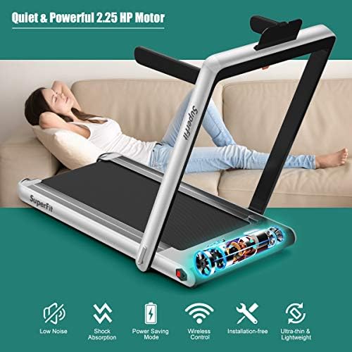 GYMAX Walking Pad, 2.25HP Dual Display Foldable Treadmill for Home with Remote/Smart App Control, Portable Compact Treadmill for Office Under Desk, Folding Running Machine for Small Spaces - Image 5