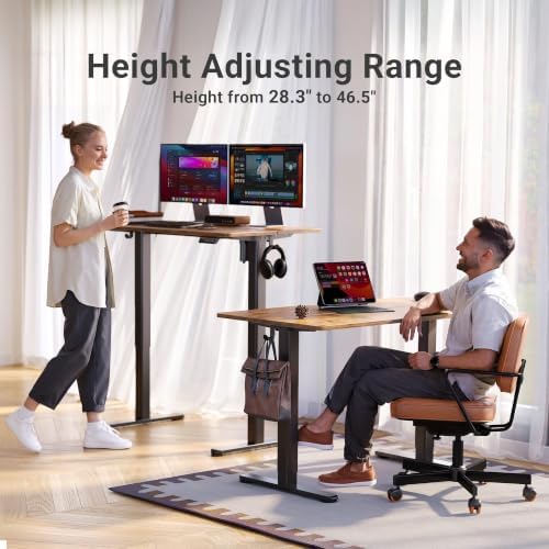 Claiks Electric Height Adjustable Standing Desk, 63x24 Inch, Rustic Brown - Image 5