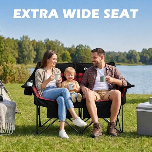 Youtanic Double Camping Chair, Heavy Duty 650lbs Padded Loveseat for Adults - Image 3