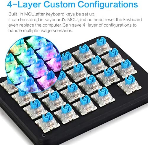 Koolertron 23-Key One-Handed Macro Mechanical Keyboard,RGB LED Backlit - Image 5
