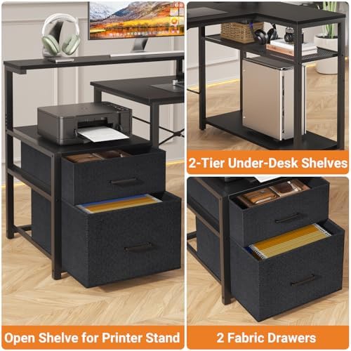 Aheaplus L Shaped Desk with File Drawer, Reversible L Shaped Gaming Desk - Image 7