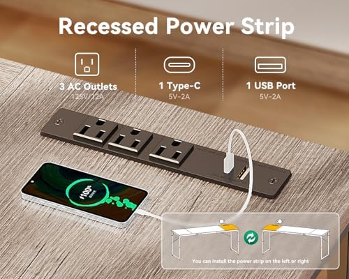 Coleshome 71 Inch Computer Desk with Power Outlet - Image 6