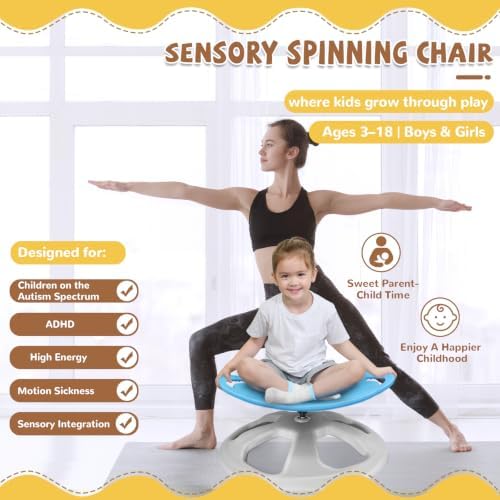 Zhenx Spinning Chair for Autistic Kids with Handles - Autism Sensory Toy - Image 6