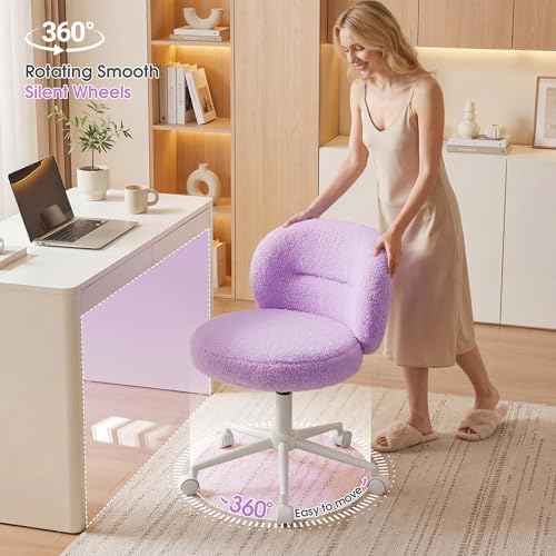 Homkdom Round Vanity Chair with Silent Wheels, 17.32" Wide Seat - Image 5
