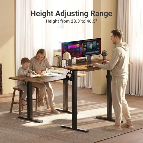 Claiks Electric Height Adjustable Standing Desk, 48x24 Inch, Rustic Brown - Image 6