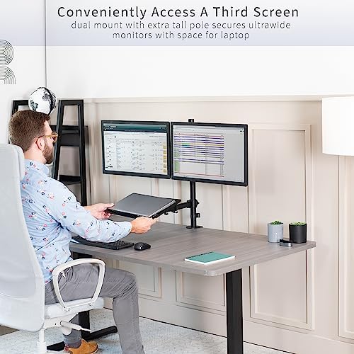 VIVO Laptop and Dual 13 to 27 inch LCD Monitor Stand up Desk Mount, Tall Adjustable Stand, Fits Laptops up to 17 inches, Black, STAND-V012J - Image 5