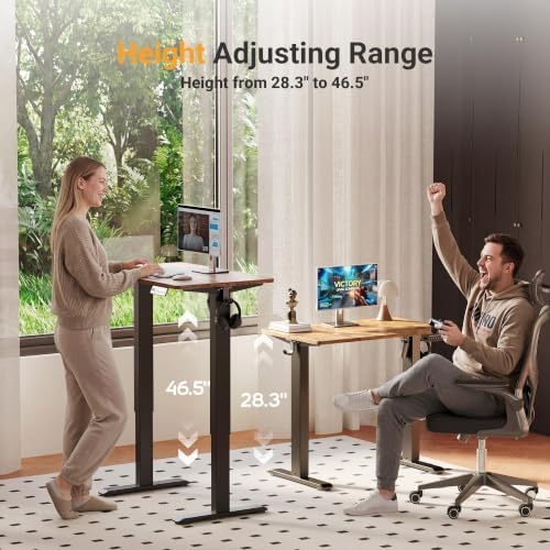 YDN Electric Standing Desk, 32x19 Inch, Rustic Brown - Image 4