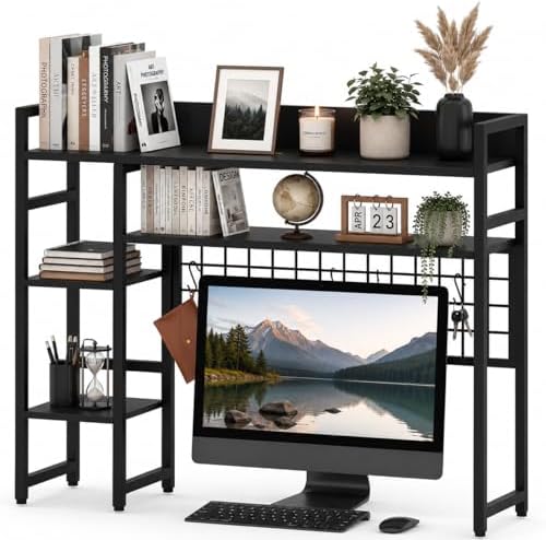 MAT EXPERT 37" Desk Hutch, Desktop Bookshelf for Up to 32" Computer Monitor by MATEXPERT
