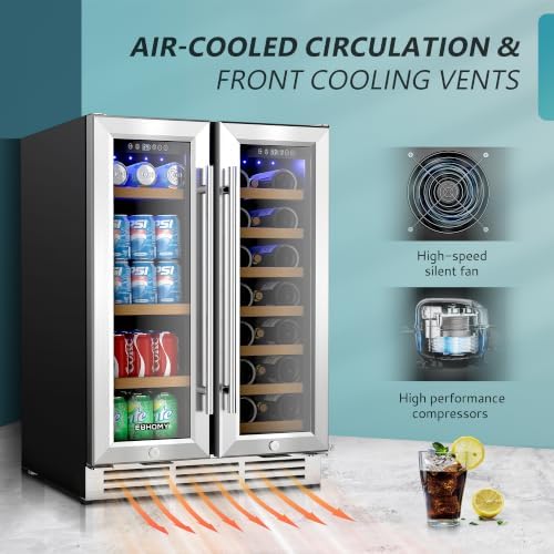 EUHOMY 24 Inch Wine and Beverage Refrigerator, Dual Zone Wine Cooler - Image 6