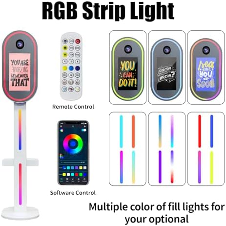 Oval DSLR Photo Booth with Camera and Printer, Built-in Mini PC Selfie Mirror Photo Booth with 15.6 inch Touch Screen RGB Lights for Wedding Party Events Rental Christmas (White) - Image 4