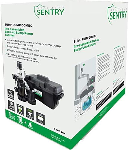 Basement Sentry Battery Backup Sump Pump System Combo (Pre-Assembled) Primary Sump Pump and Battery Back-up Pump, Controller, Alarm System, Charger, Float Switch and Battery Box - Image 3