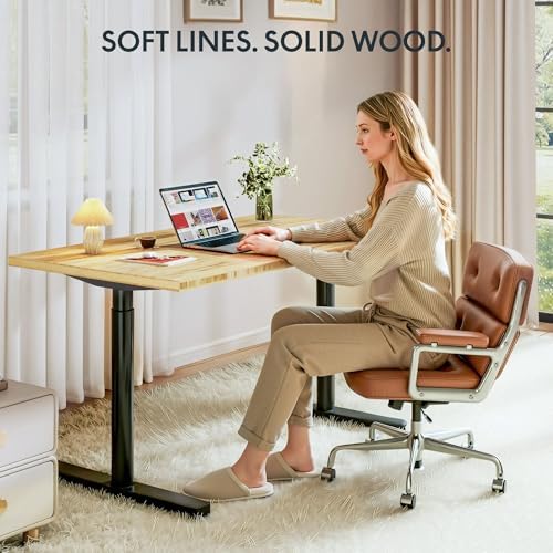 FLEXISPOT 60" x 30" Solid Bamboo Standing Desk, Black Oval Legs - Image 3