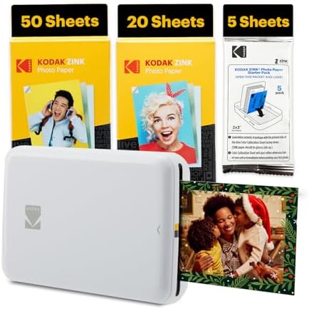 Kodak Step Instant Smartphone Photo Printer - 75 Sheets Bundle - Portable Mini Color Wireless Mobile Printer - Zink 2x3” Sticky-Back Photos - Bluetooth Compatible with Smart Devices - Fun App -White by Unknown