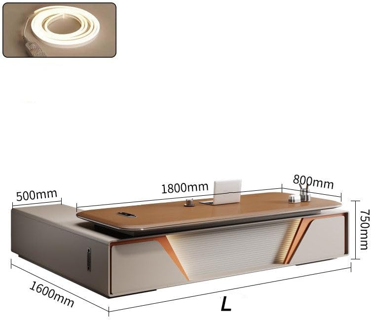 Executive Office Desk with Storage Cabinet,Modern l Shaped Executive Desk,50MM Thick Desktop for CEO Office, Reception & Commercial Workspace - Image 2