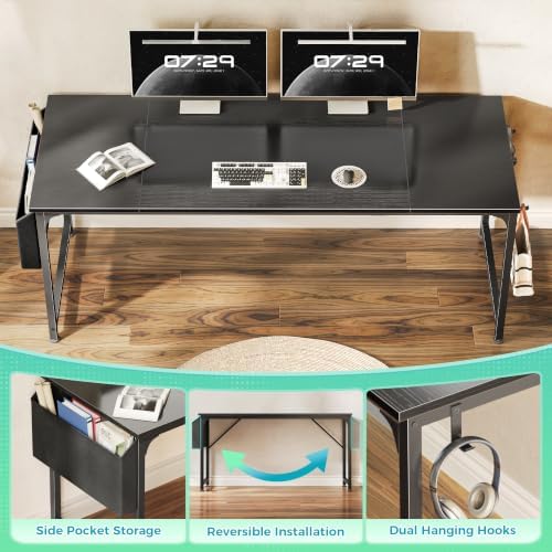 PRAISUN 71'' Computer Desk with Fabric Storage Bag - Image 4