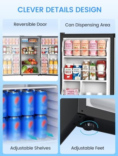 COWSAR 3.1 Cu.ft Mini Dorm Fridge for Bedroom Apartment Office, Silver - Image 5